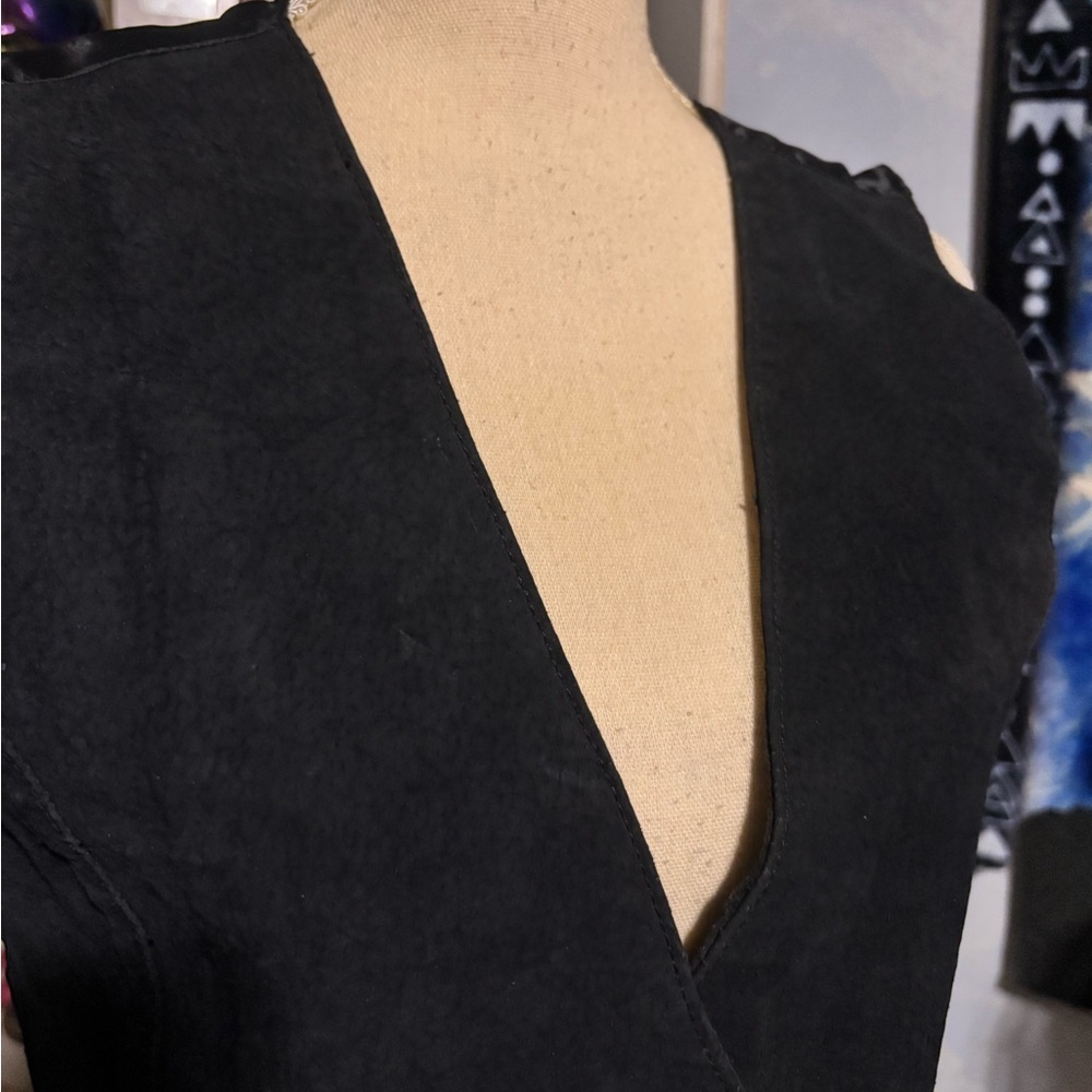 Vintage Runaway Bay Leather Vest Black Button Front Fitted Size S - Picture 6 of 13